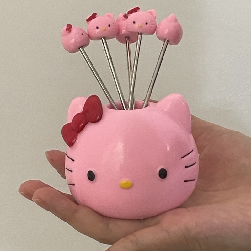KT フルーツフォーク かわいいフルーツフォーク ステンレス鋼 フルーツピック 収納瓶 子供用 安全 家庭用|undefined