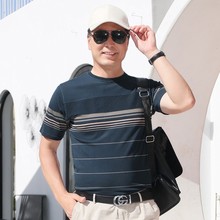 爸爸夏装中老年男装短袖t恤冰丝中年人男士透气上衣爷爷装polo衫