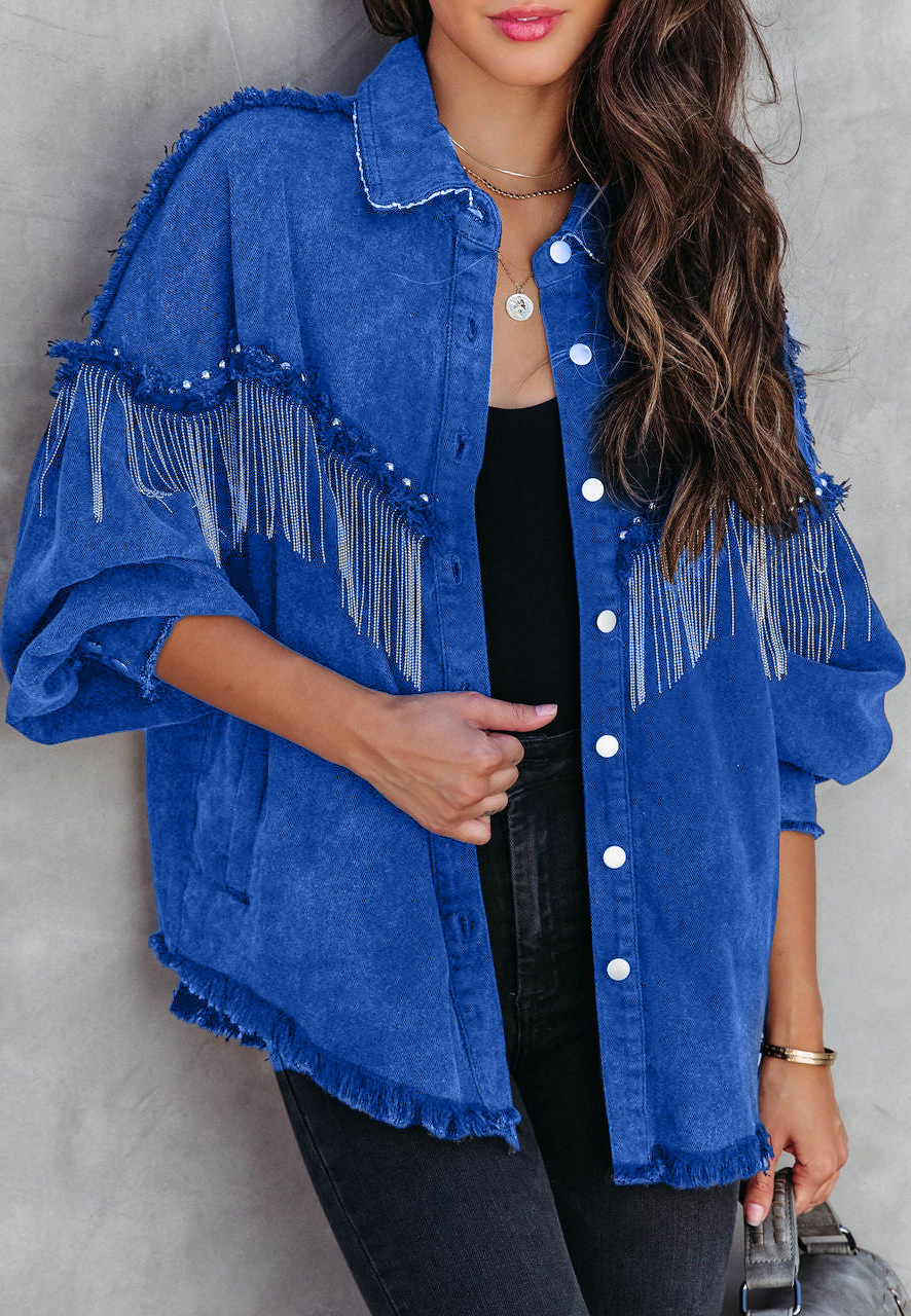 Chain rivets street fashion single breasted coat