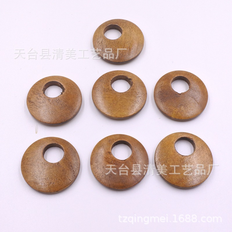 25mm agujero redondo botón de café profundo bricolaje decoración artesanía madera botón de madera 50 por paquete