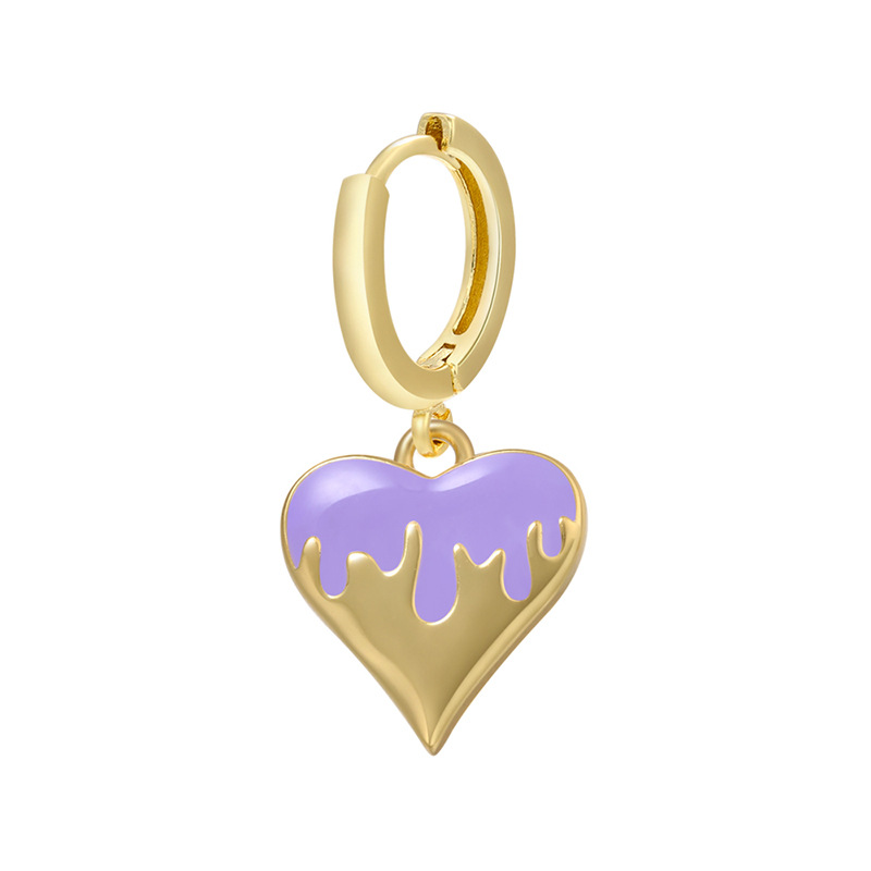 Retro Smooth Heart Drop Oil Pendant Copper Earrings Wholesale Nihaojewelry display picture 6