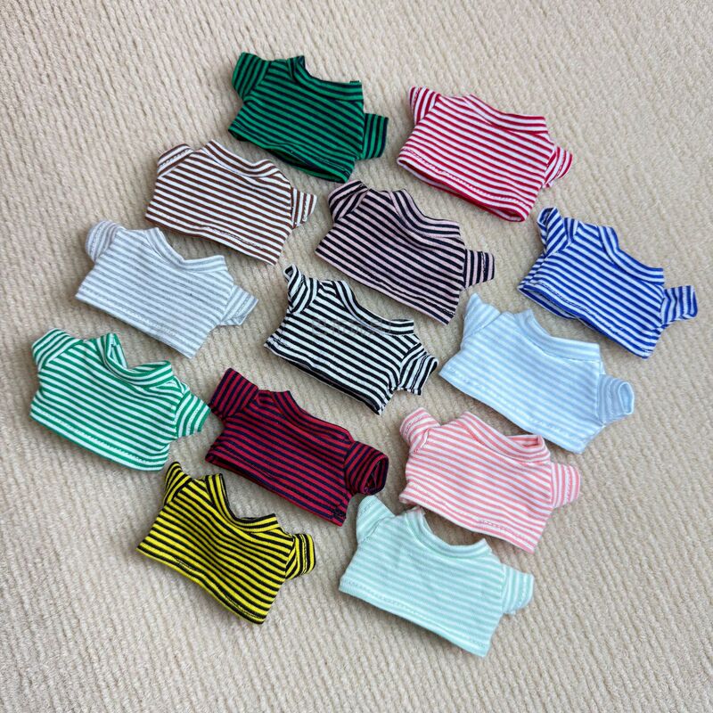 Striped T-Shirt Doll Clothes Plush Toy 10- 14cm Cotton Doll Replacement Clothes Doll Accessories