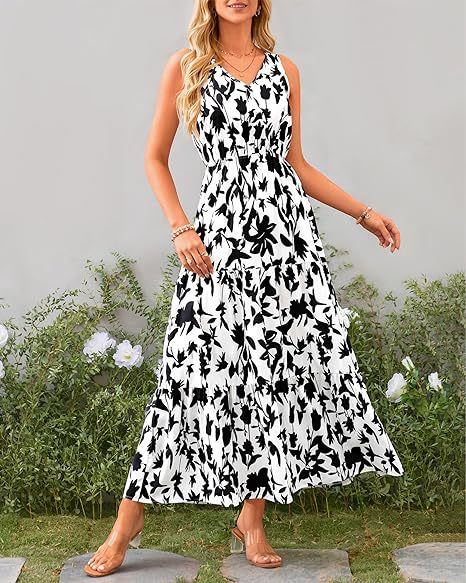 269g Weight Maxi Long Dress Dress Length Type Sleeveless Sleeve Length Swing Dress Dresses Type Sleeveless Sleeve Type Polyester Fabric Type Mid Waist Waist Line Holiday, Daily, Selfie Occasion V Neck Neckline Regular Fit Fit Type Flower Pattern Summer Season Women's Gender Printing Design Casual, Elegant, Simple Style Style Wholesale Women's Casual Elegant Simple Style Printing Flower Holiday Daily Selfie V Neck Sleeveless Swing Dress 8