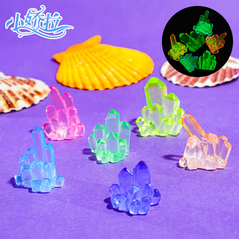 Decoración de pecera pequeña, cristal luminoso, resina tridimensional, paisaje en miniatura, escritorio de bricolaje creativo, equipo para el hogar del automóvil