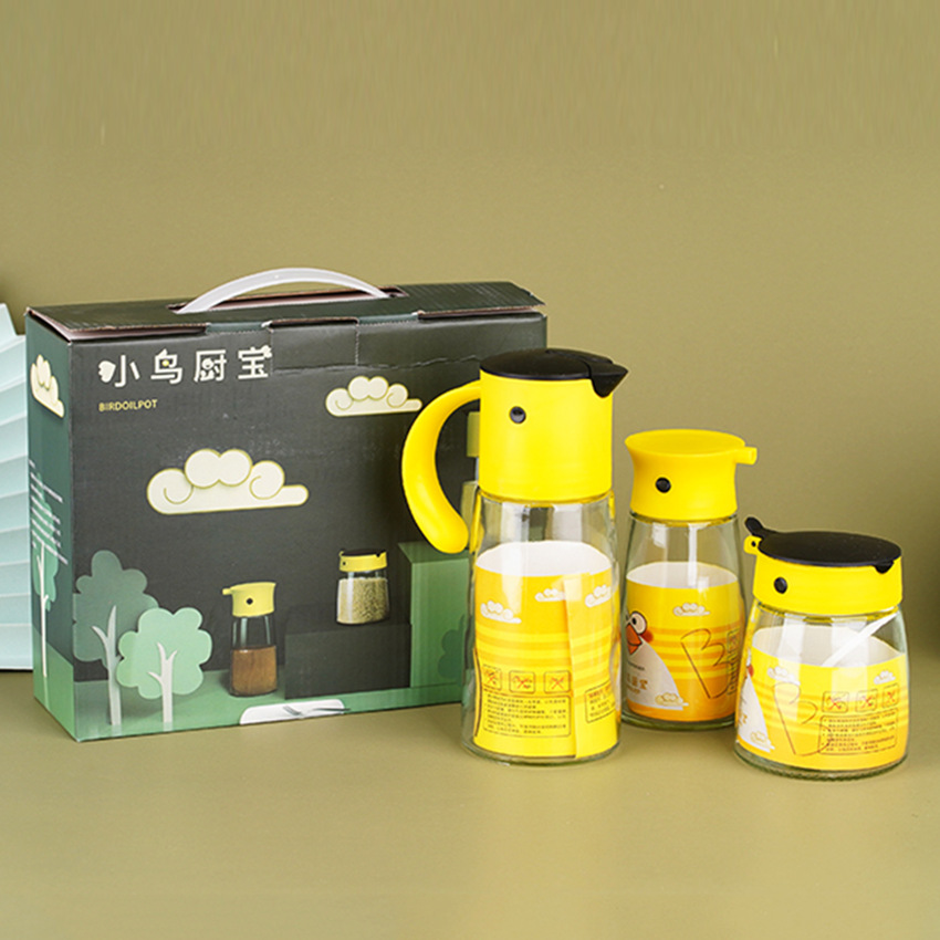 新款创意小鸟厨宝三件套油壶调味盒油盐调料瓶活动开业活动礼品