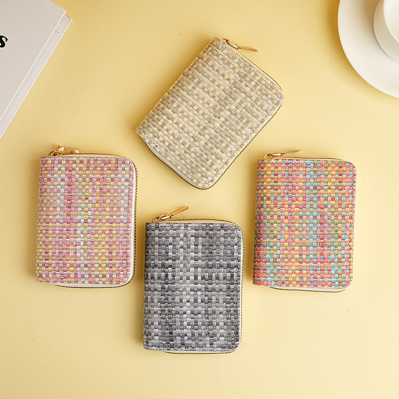 Nueva bolsa de tarjetas de tejido para mujeres de moda europea y americana portaje de tarjetas de órgano bolso de cambio multi-tarjeta de tarjetas de gran capacidad tarjeta de crédito