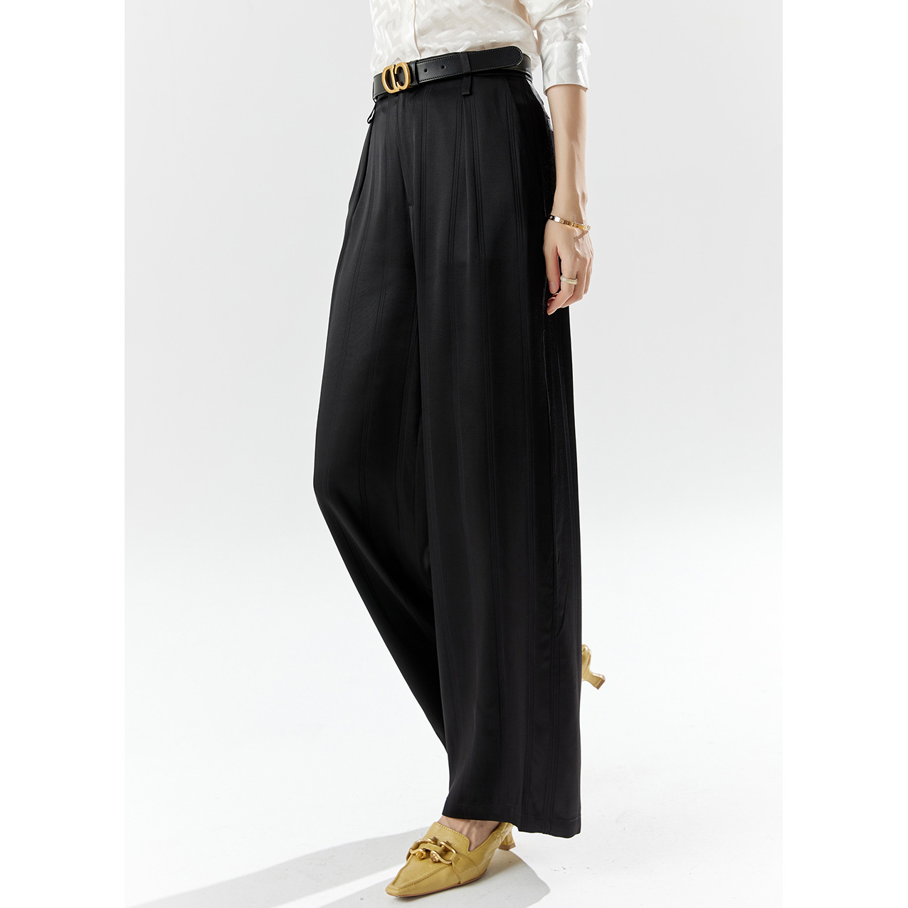 2024 Spring New Women's Black Wide Leg Pants High Waist Suit Pants Loose Mop Pants Commuter Casual Women's Trousers