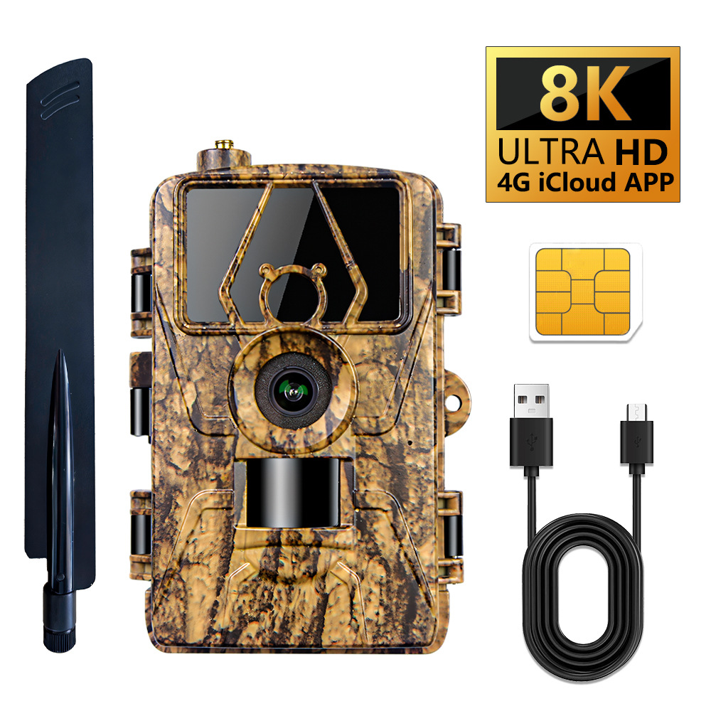 Cámara deportiva infrarroja 4G para exteriores con visión nocturna, compatible con tarjetas SIM de EE. UU. y Europa, grabación de fotos y video HD 8K60MP.