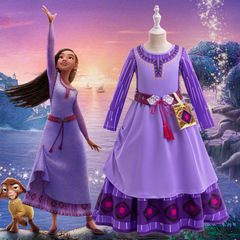 Cross-border new girl child dress cosplay Star Wish Asha Asha same version Halloween long-sleeved children's performance