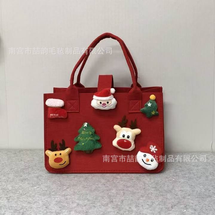 新款圣诞礼品包平安夜手提袋儿童礼物袋卡通礼品毛毡包可加logo|undefined