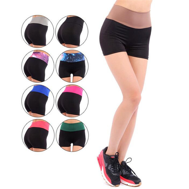 Cross-border Casual High Waist Contrast Slim-fit Shorts Elastic Hip-lift Running Shorts Outdoor Casual Running Three-part Pants