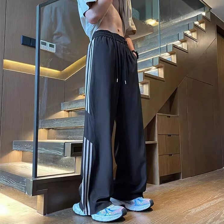Summer New Quick-Dry Men's Sports Pants, Loose Straight-Leg Casual Versatile Trendy Ice Silk Pants, Thin Summer Style for Men Summer New Quick-Dry Men's Sports Pants, Loose Straight-Leg Casual Versatile Trendy Ice Silk Pants, Thin Summer Style for Men