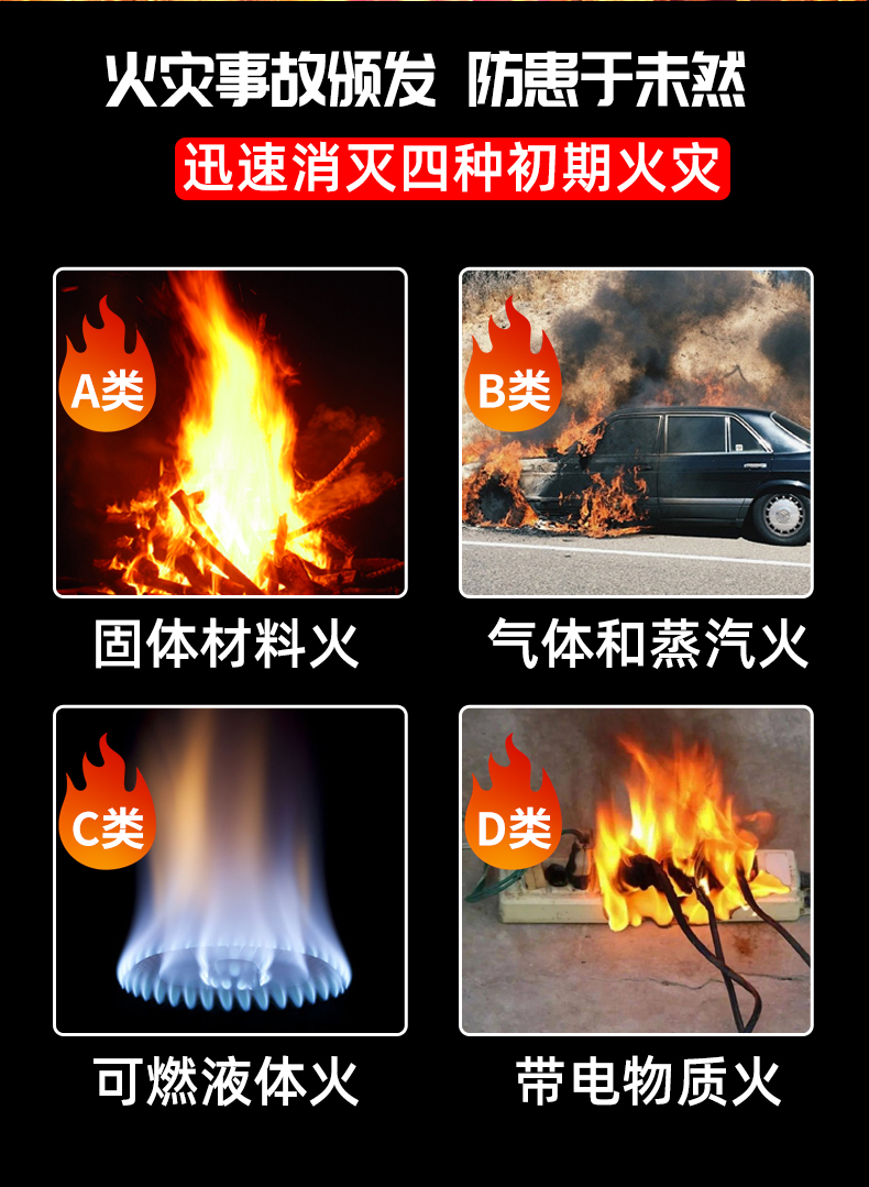 Portable Fire Fighting Equipment Vehicle Fire Extinguisher High Temperature and Explosion-proof Water-based Household Tripod Warning Board for Private Cars