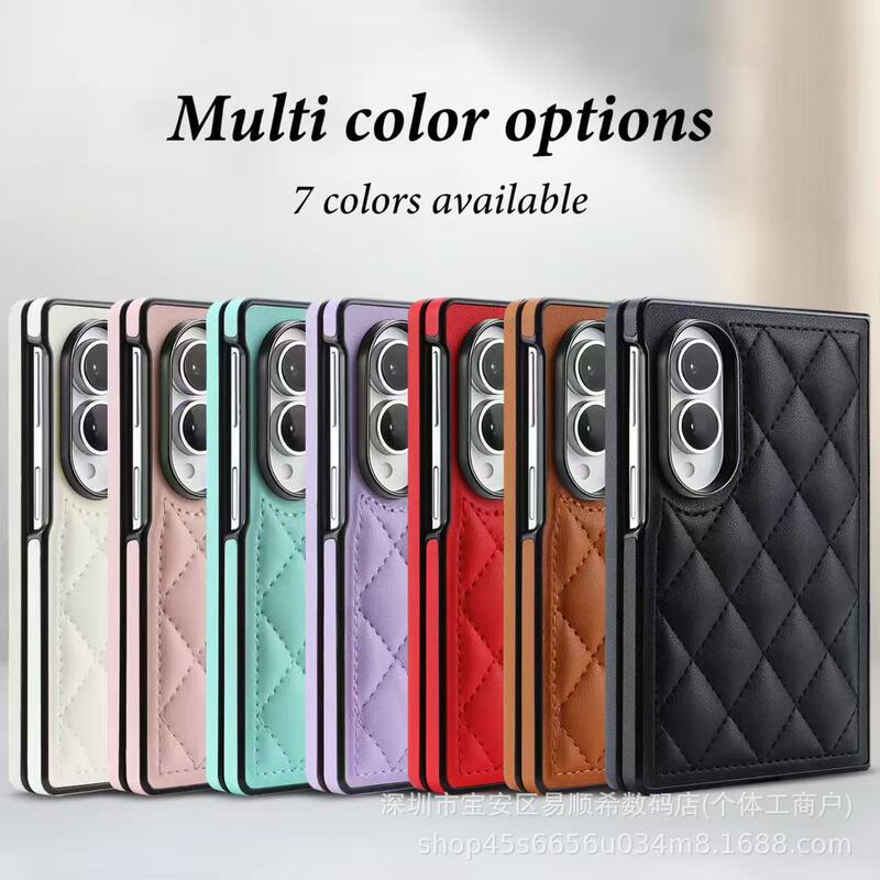 Samsung Z Fold8 Flip Folding Screen Leather Case 8ultra Small Diamond Pattern Z Flip8/7/6 Protective Leather Case