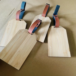 Factory direct bamboo luggage tag creative hanging engraving laser tag luggage anti-lost luggage tag
