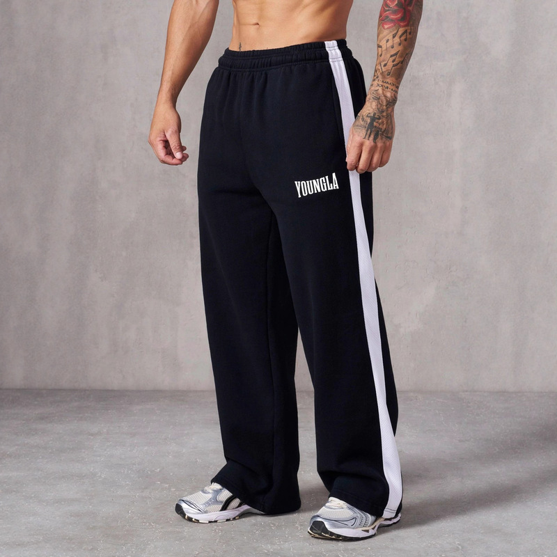 Youngla Men's Sports Pants with Patchwork Print Casual Long Pants Jogging Fitness Basketball Pants Sports Casual