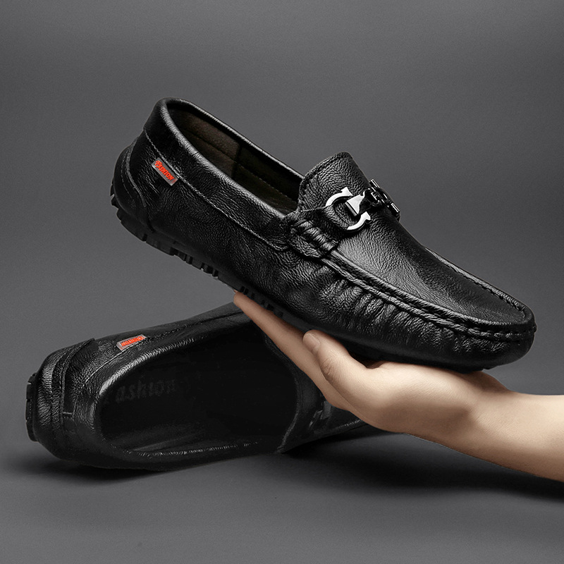 Giày lười nam mùa xuân 2024 màu đen giày lười mùa xuân nam phong cách Anh Quốc giày da công sở nhỏ