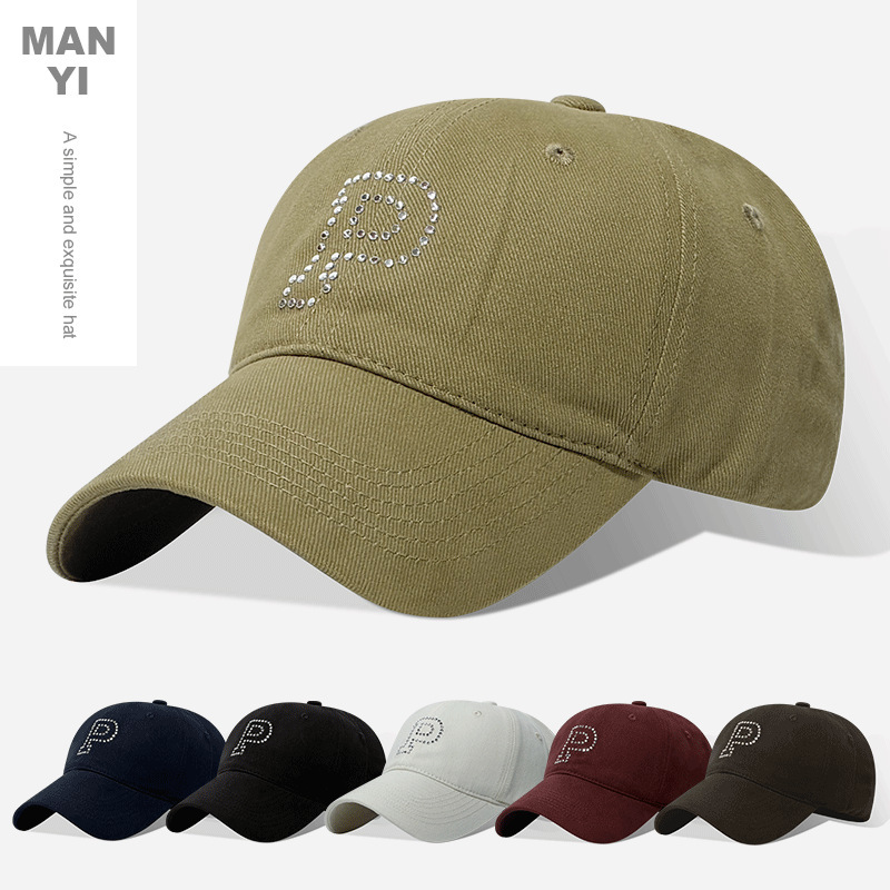 New Korean-Style Letter P Baseball Cap, Large Head Circumference, Large Size Baseball Cap for Women, Actual Model Soft-Top Embroidered Peaked Cap New Korean-Style Letter P Baseball Cap, Large Head Circumference, Large Size Baseball Cap for Women, Actual Model Soft-Top Embroidered Peaked Cap