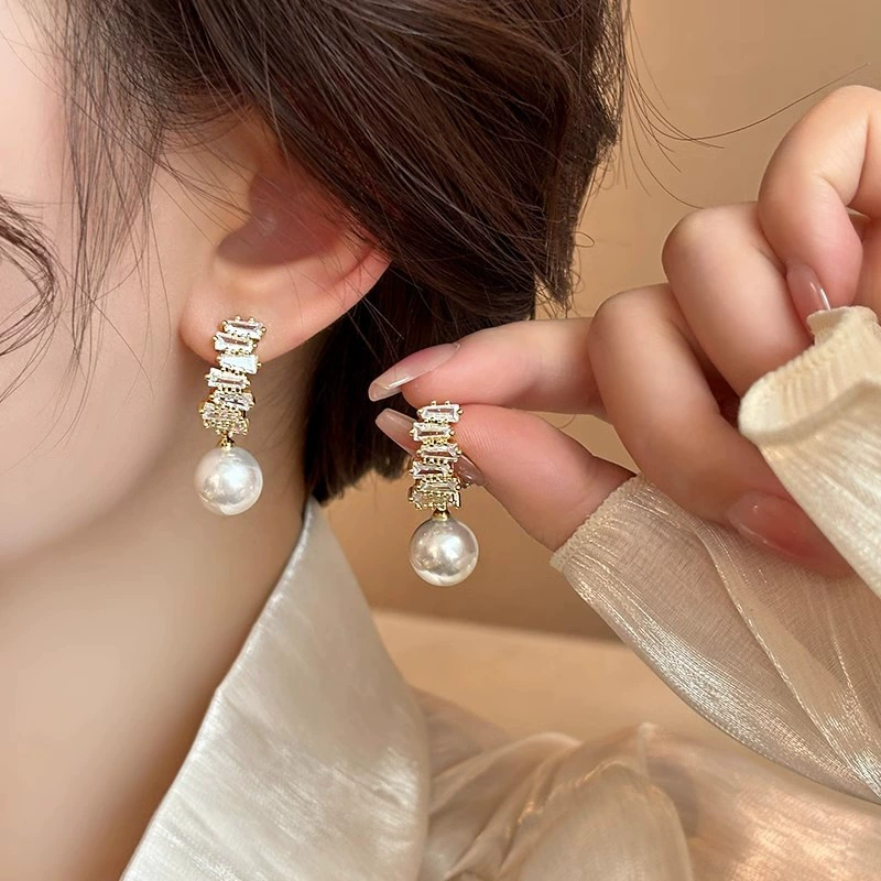 Заушные серьги из жемчуга, мушковая бусинка, серьги без прокола, французский стиль, легкая роскошь, стиль высокого качества