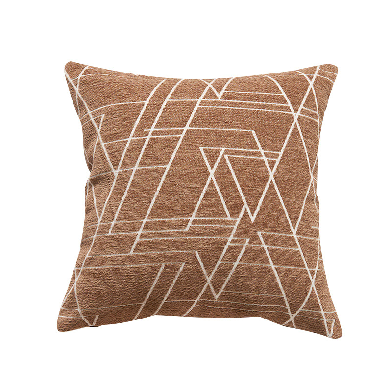 Chenille sofá cojín almohada simple línea geométrica modelo sala de estar respaldo cintura almohada en stock