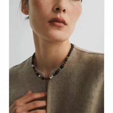 复古虎眼石串珠项链轻奢时尚锁骨链女小众设计高级感百搭毛衣项链
