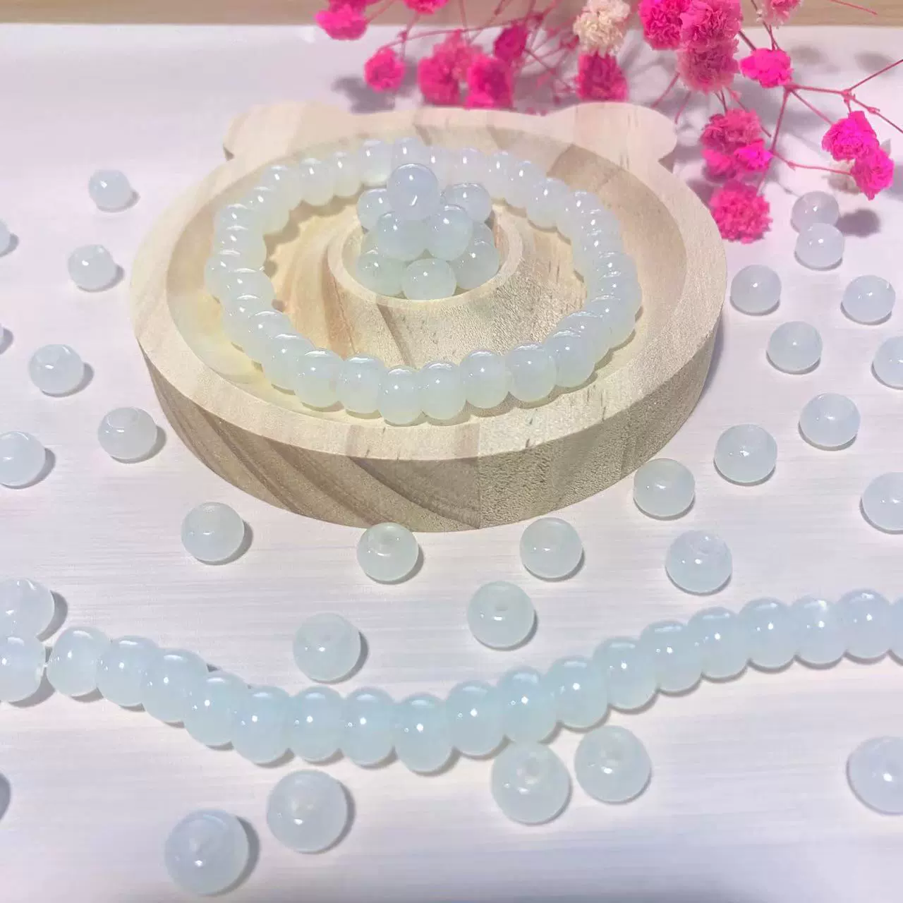 Glass beads, beaded bracelet handmade, accessory, accessories white jade, 2mm, DIY