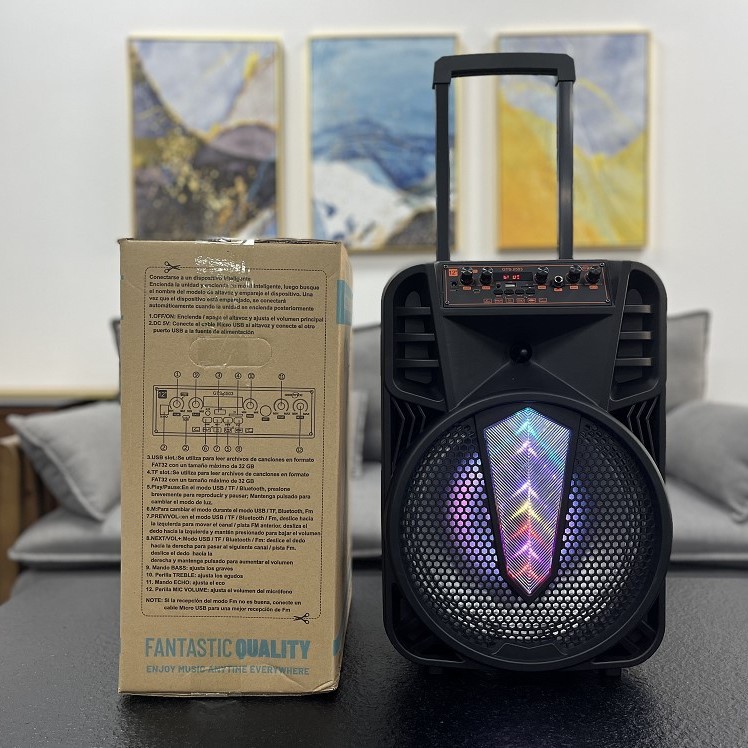 Altavoz Bluetooth portátil GTS-1503 de 12 pulgadas con asa