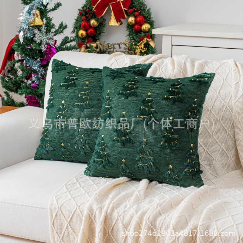 跨境圣诞节立体毛绒抱枕套圣诞树星星抱枕亚马逊靠枕腰枕套批发|undefined
