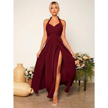 Y 69819 Long Tail Strap Solid Color Evening Dress ��ɫ������