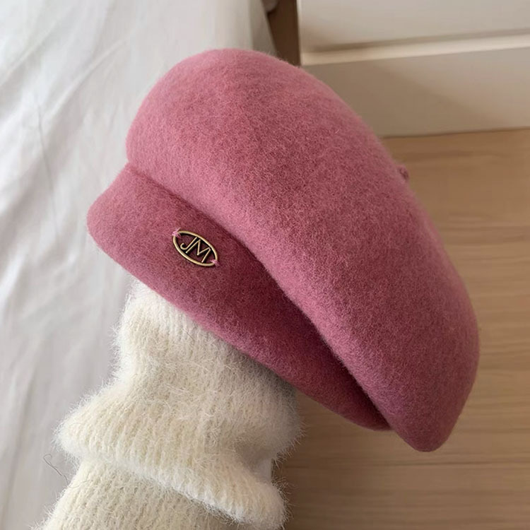 Wool Beret For Women White Raspberry Pink Autumn Winter Painter Hat_voghion.com