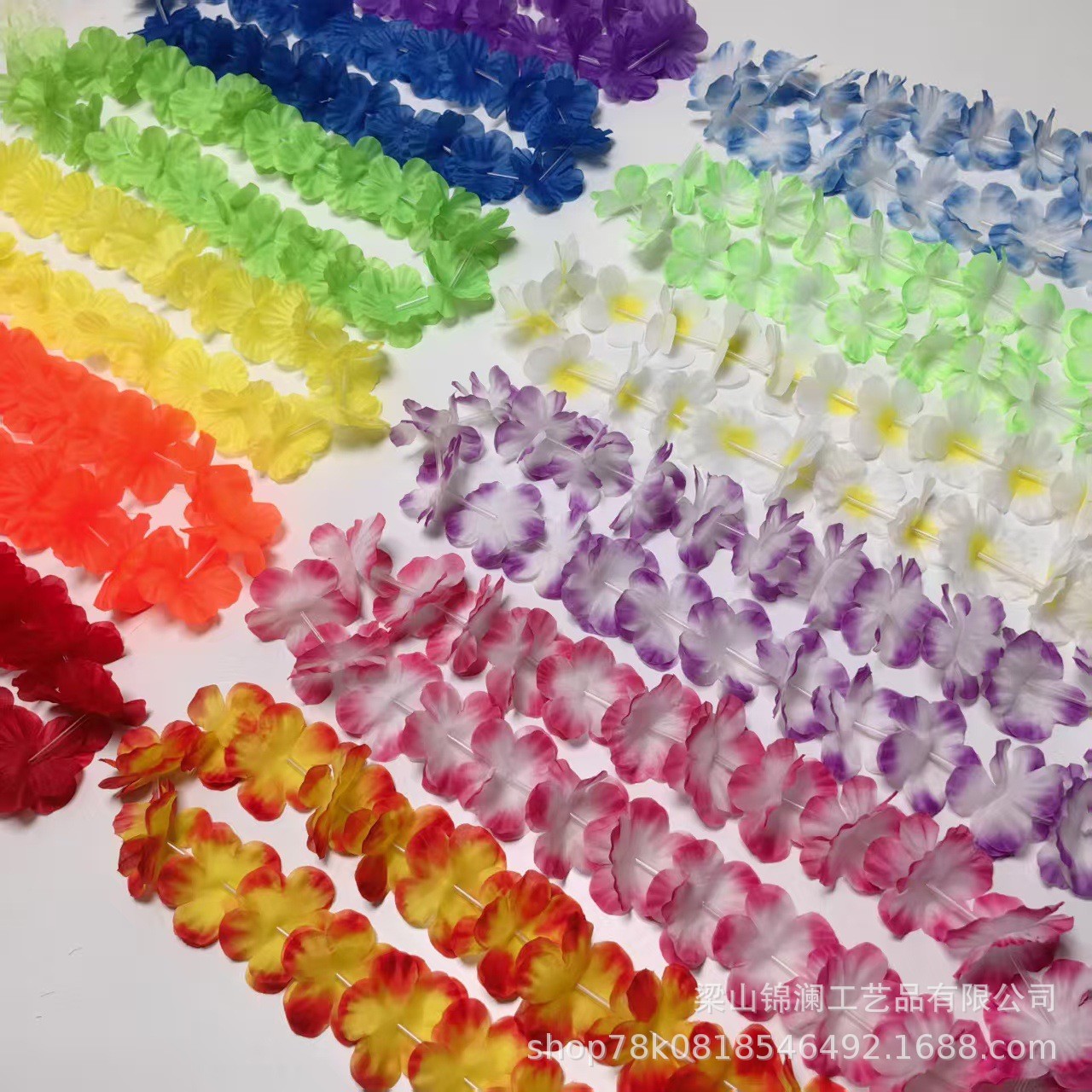 Hawai 24 pares de guirnaldas de flores colgantes de colores pétalos de flor simulados ropa de anillo de cuello de poliéster fiesta