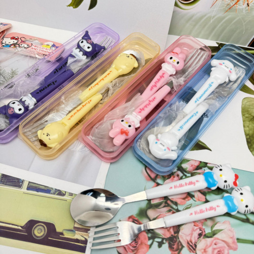 Three-Star Trading Gudetama Kuroemon Fork & Spoon 2-Piece Set – Student-Friendly Kuroemon Doll Design Soup Spoon and Fork Combo, Wholesale Price