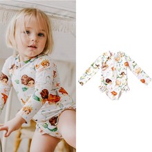 女宝宝可爱公主美人鱼连体泳衣婴儿防晒长袖游泳衣小童童趣款女童