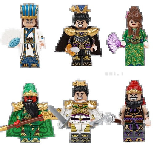 Diku building blocks, Three Kingdoms Xiaoxia minifigure, Zhao Yun, Guan Yu, Zhang Fei, Lu Bu, generals, toy, boy, Romance of the Three Kingdoms