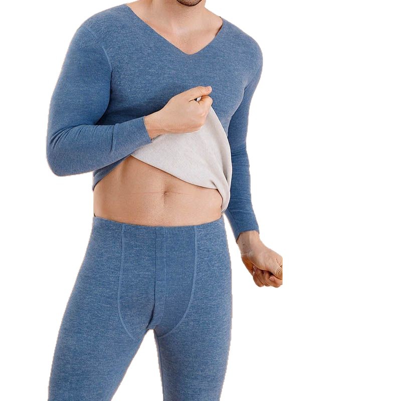 Fuente de fabricación de moda ocio otoño invierno chaqueta de otoño pantalones para hombres con relleno grueso calentamiento ropa interior para hombres de relleno conjunto