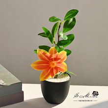 人造花单头玉兰小盆景人造绿植盆栽时尚创意花室内小摆件仿真植物