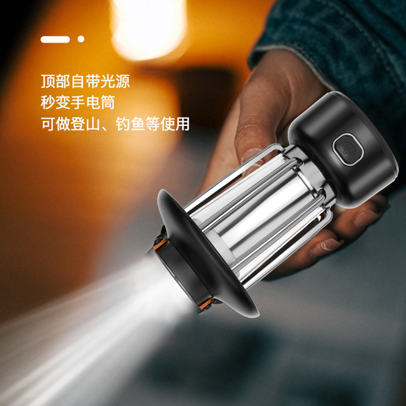 Nueva carga Al Aire Libre Retro Luz de camping portátil colgante de tres colores fuente de luz ambiente camping Luz Portátil mini colgante