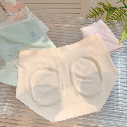 Lightweight Mask Method ~ Girls Ice Silk Seamless Breathable Mask Women's Mulberry Silk Crotch Breathable Underwear Women 2024 New Style