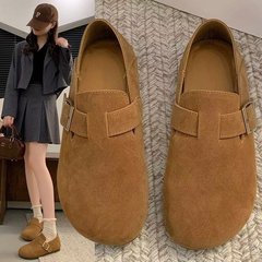 全包勃肯鞋女两穿软底豆豆鞋2025年秋季新款平底单鞋一脚蹬博肯鞋