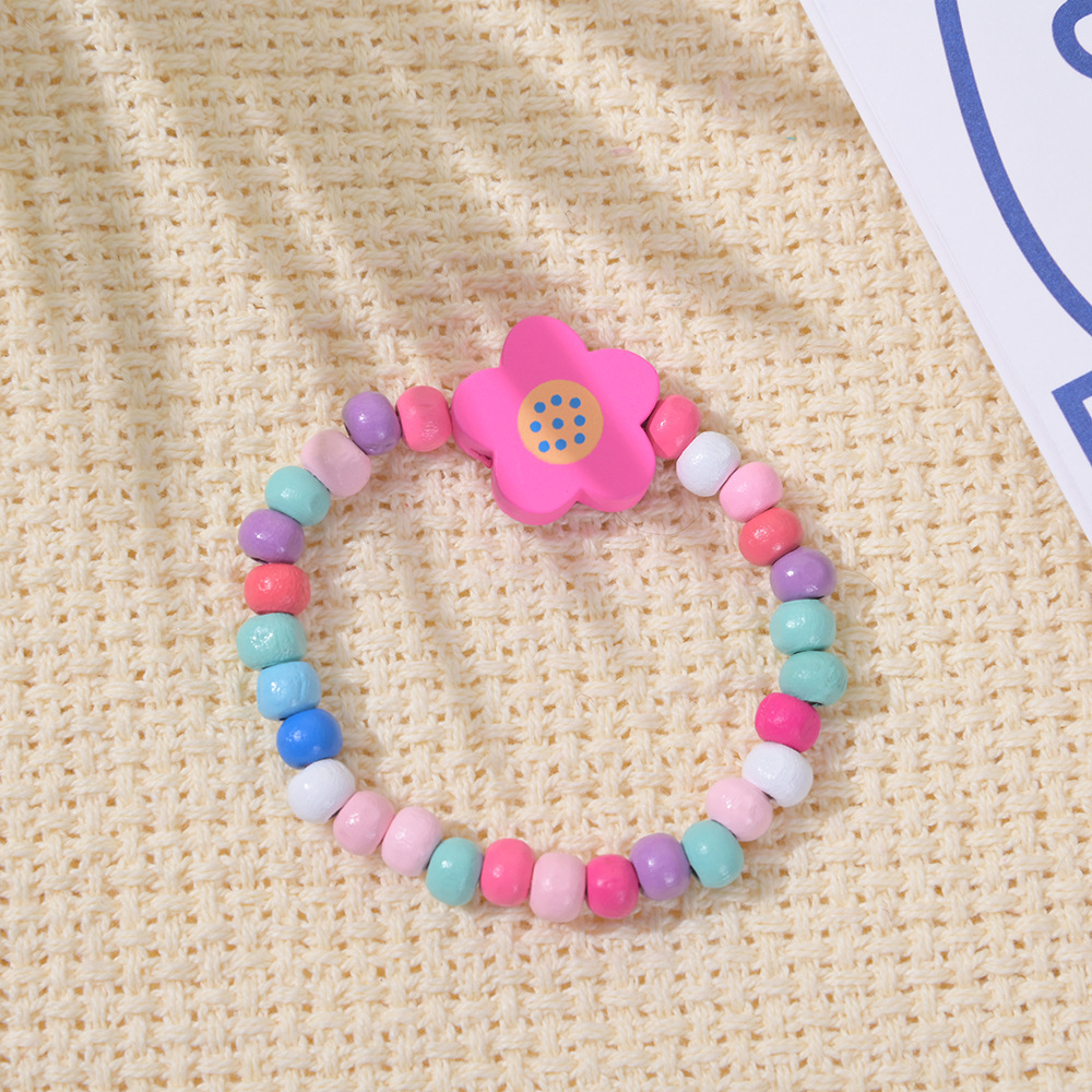 Cartoon Style Heart Shape Wood Kidu0027S Bracelets 12 Pieces