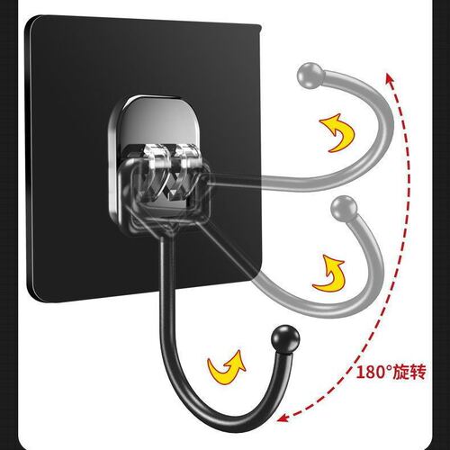 Black brushed door back hook strong adhesive no punching adhesive hook hanger wall hanging wall load-bearing kitchen traceless