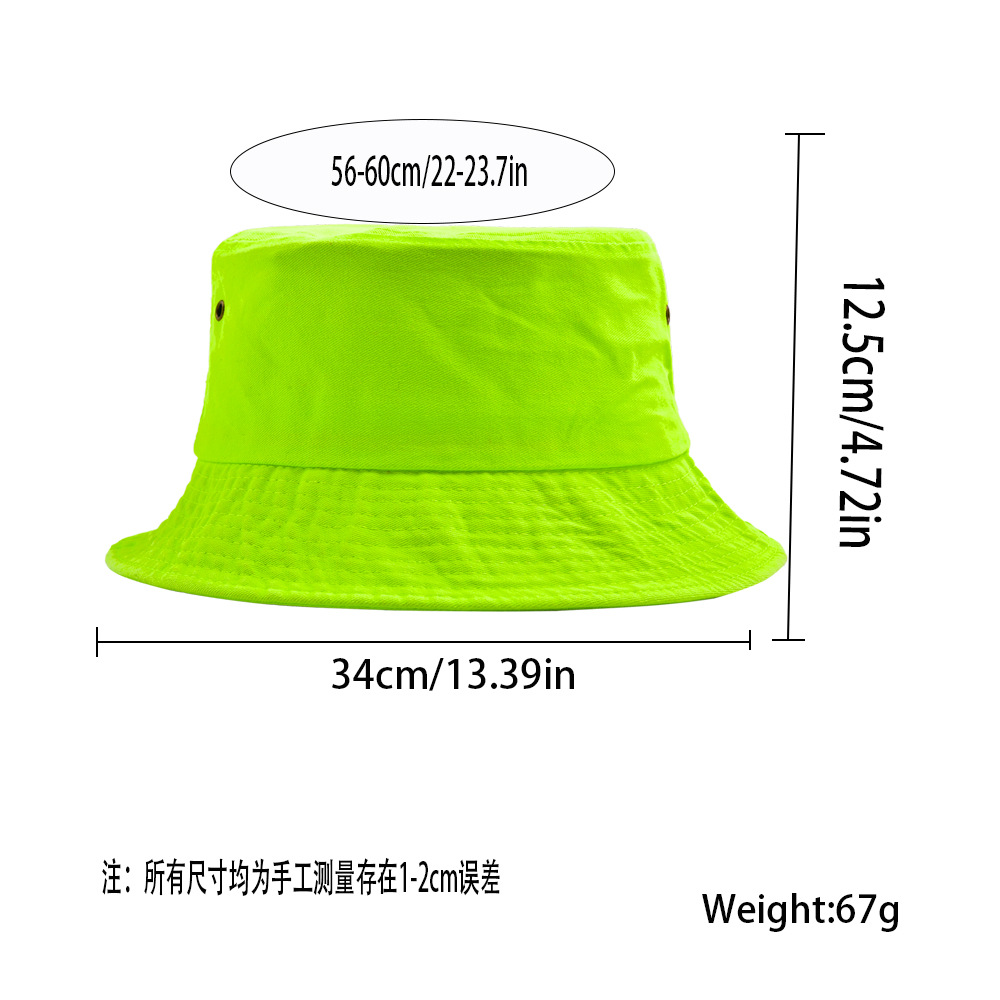 Nuevo sombrero de pescador fluorescente transfronterizo femenino coreano simple sombrero de ocio para hombres sombrero de sol al aire libre sombrero de sol bordado