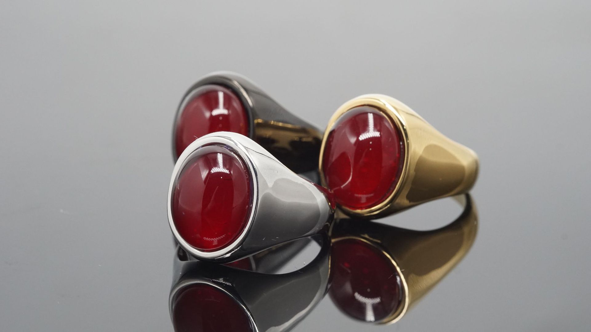 Fashion Geometric Titanium Steel Plating Artificial Gemstones Rings 1 Piece