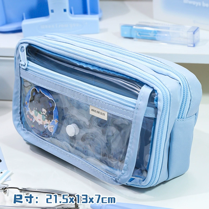 Transparent PVC Pencil Case, Large Capacity for Elementary Students, 8-Layer Waterproof Design
