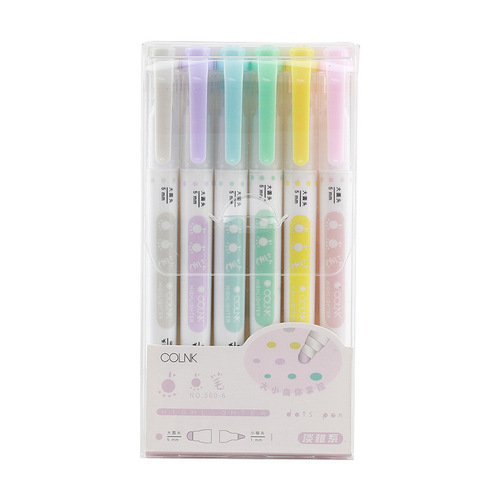 Colin 560 Dots Pen Double Head Dotting Pen Watercolor Painting Pen Student Notebook Writing Art Drawing Pen Highlighter 
