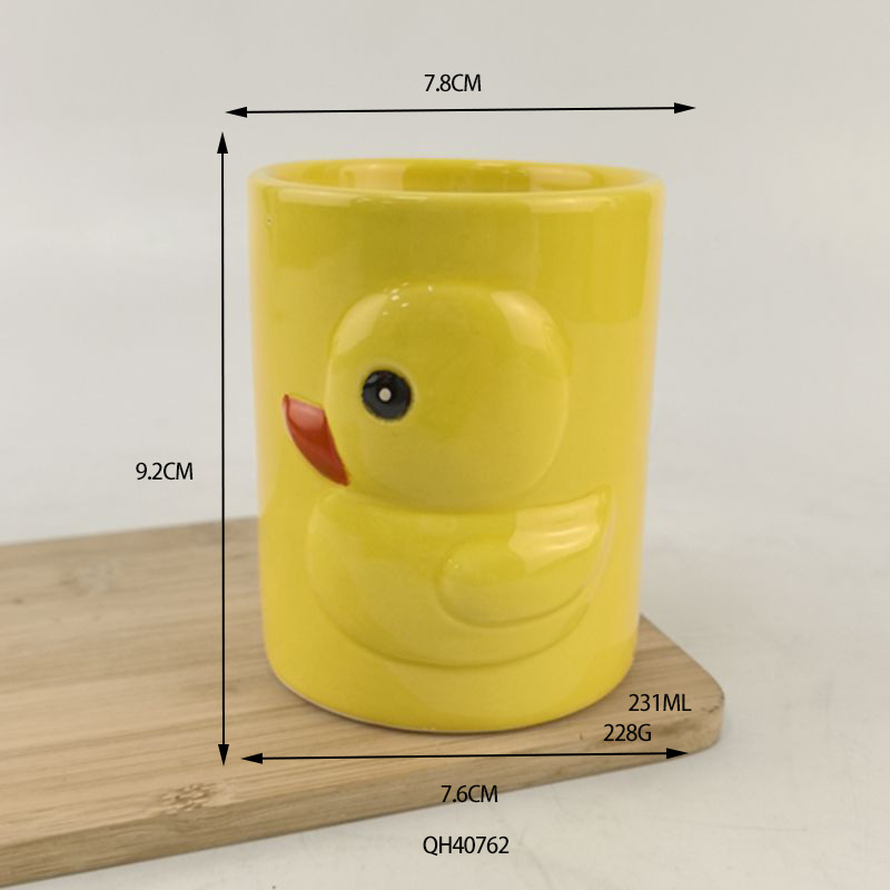 Cerámica pequeña taza de boca de pato amarillo botella de loción botella de jabón prensa dibujos animados lindo pato amarillo grande champú baño de agua