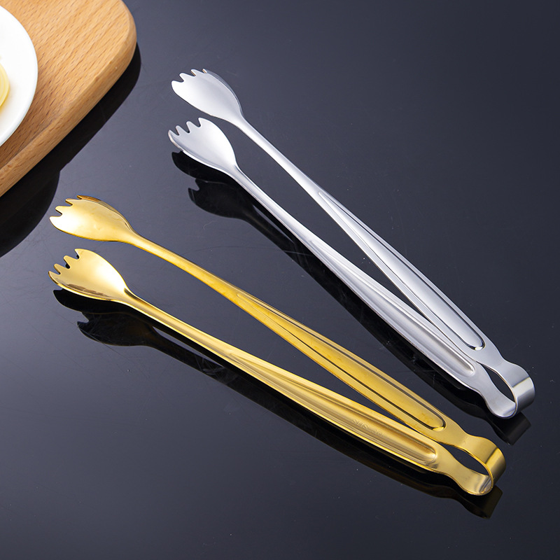 Golden 304 stainless steel steak barbecue meat clip towel clip buffet food food clip laser LOGO