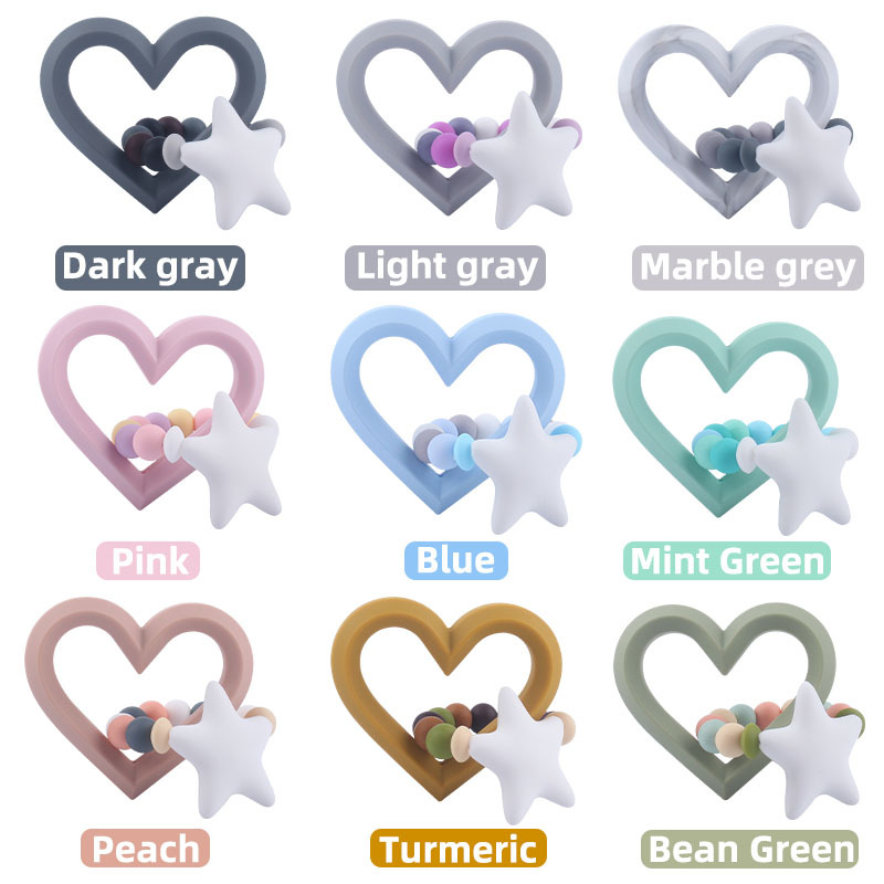 Nuevos productos para bebés de silicona gran amor teether calmante bebé cuentas de silicona pezón pulsera juguete teether