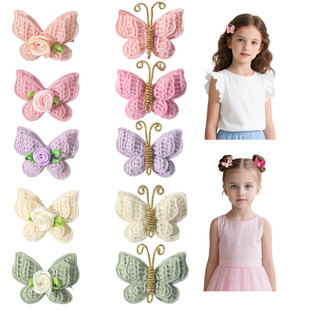 Temu Amazon Handmade Wool Braided Butterfly Hairpin Soft Pure Color Versatile Hairpin Baby Headwear