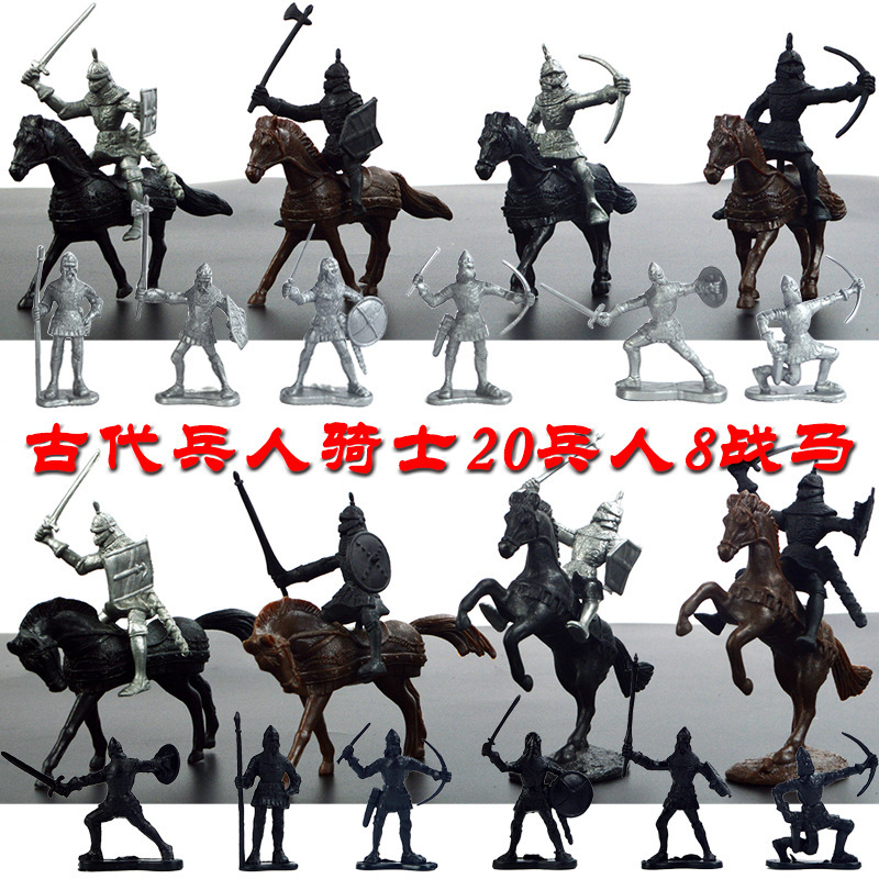 Medieval Soldier Model Warrior Knight Model Ornaments Ancient Cavalry War Horse War Toy Set